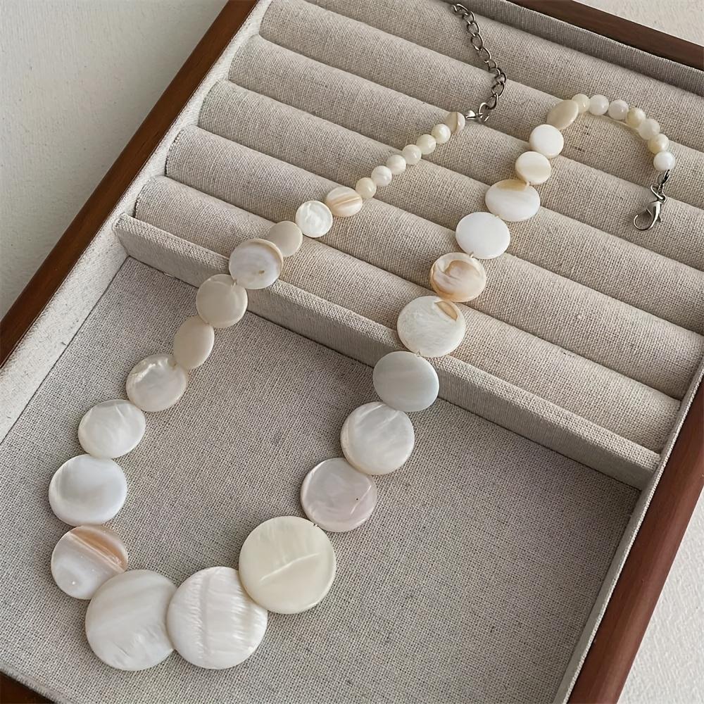 Bohemian Women's Necklace - Fashion Irregular Round Faux Shell Pendant Stylish Elegant Design Autumn Winter Statement Accessory