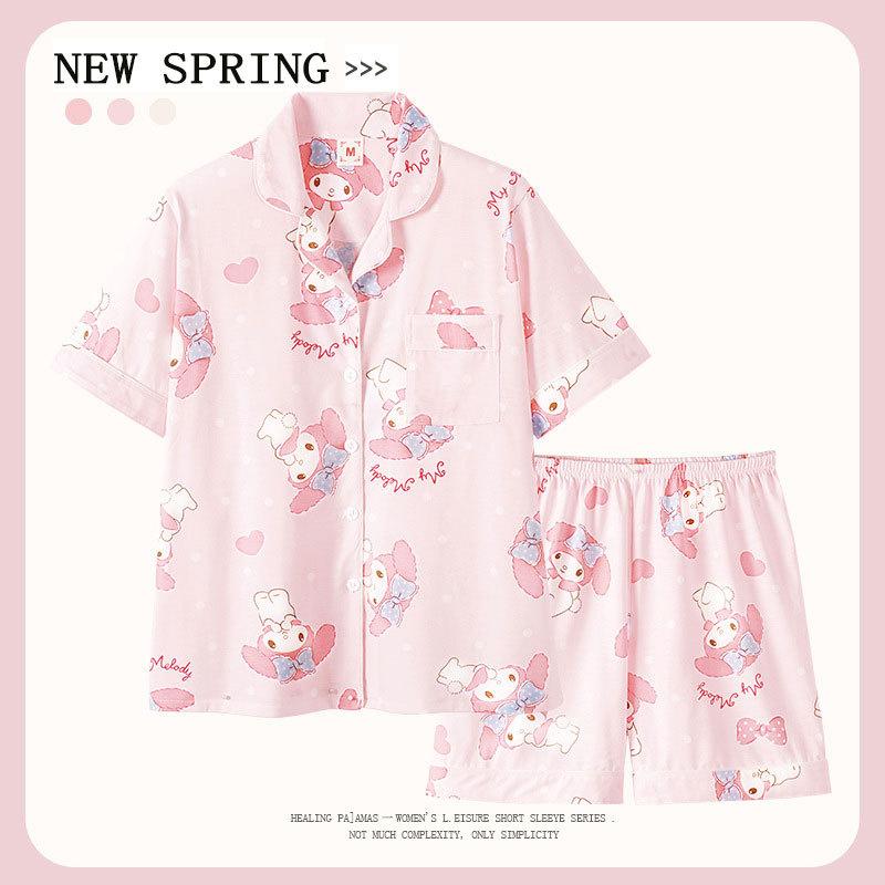 Melody pajamas women s summer cotton short-sleeved shorts thin summer cute ins style girl loungewear set M
