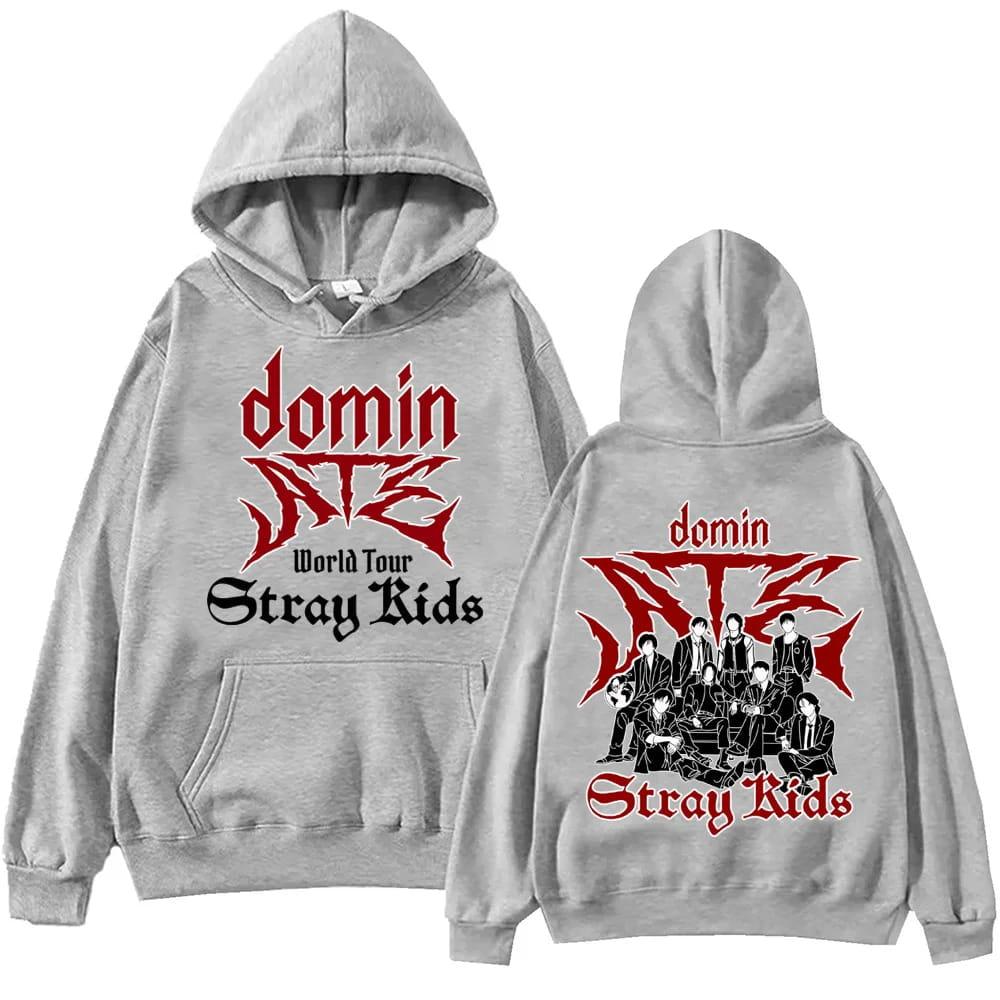 2026 Hot Boy Group Stray Kids Domin ATE World Tour Double‑Sided Print Hoodie Loose Men Women Hoodie Soft Cotton Sweatshirt Loose Cozy and Versatile