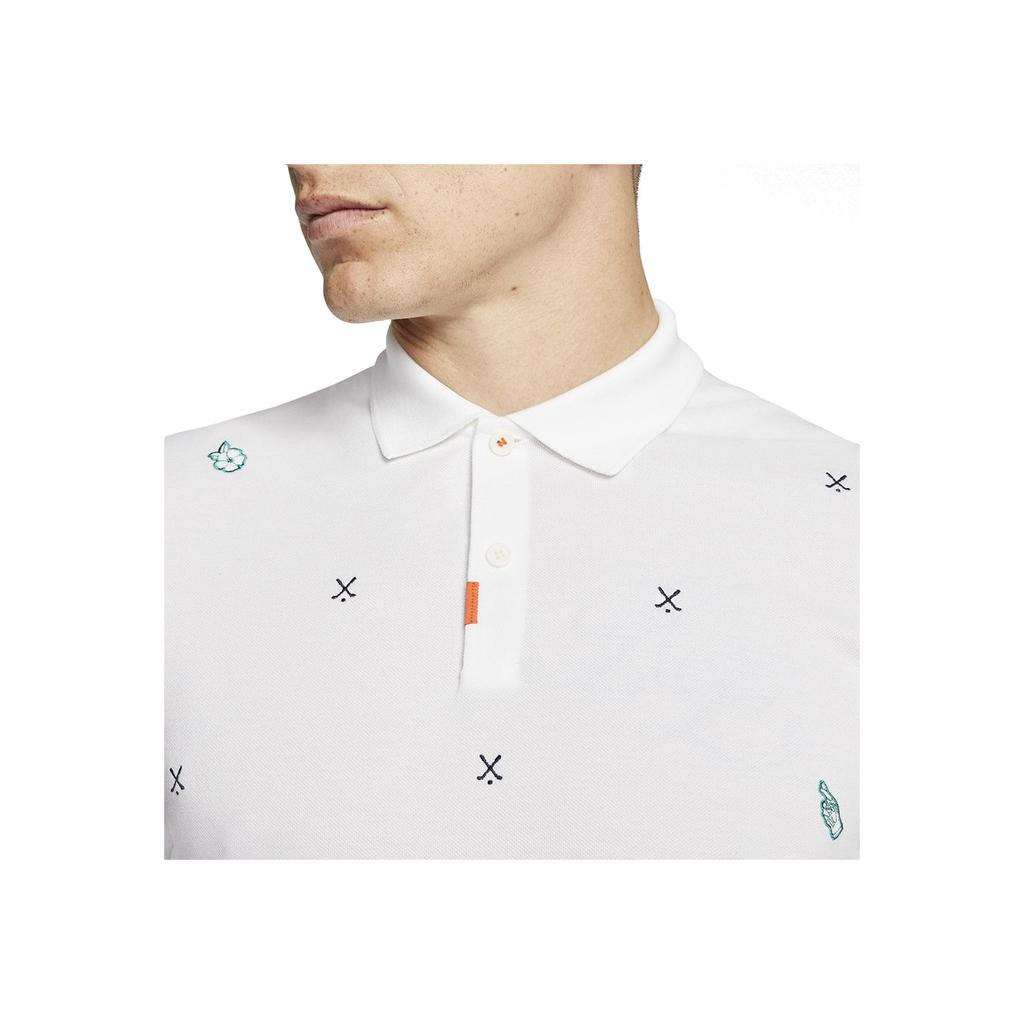 Nike Geometric Pattern Embroidered Short Sleeve Polo Men Tops White CI9783-100