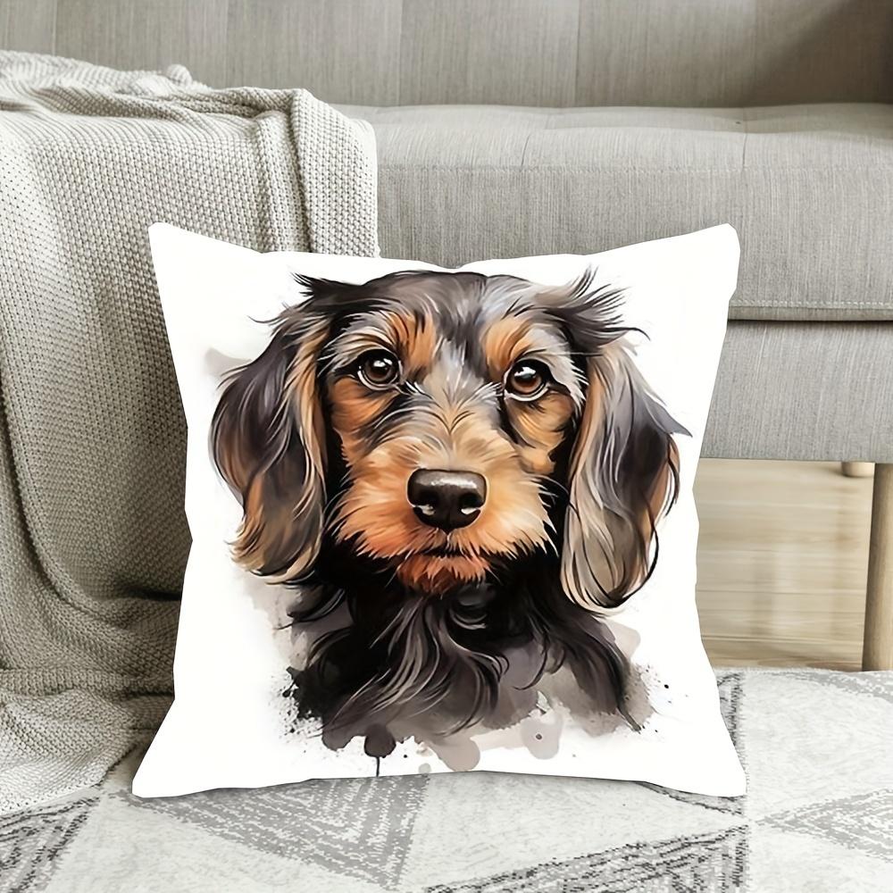 A Contemporary Style Dog Pillow Cover, Made of Soft And Smooth Polyester Short Plush Fabric, Featuring a Single-Sided Print (Pillow Insert Not Include