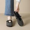Mesh yarn with bag head and half slippers, women wear inner height-increasing rhinestone cool slippers