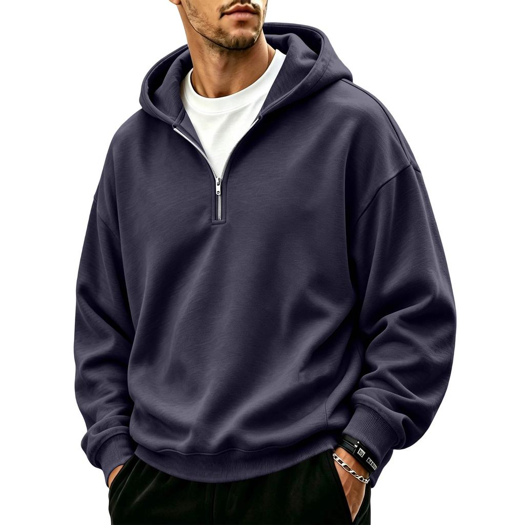 Men's Casual Full Zip Hoodie Loose Fit Sweatshirt for Sport and Everyday Wear