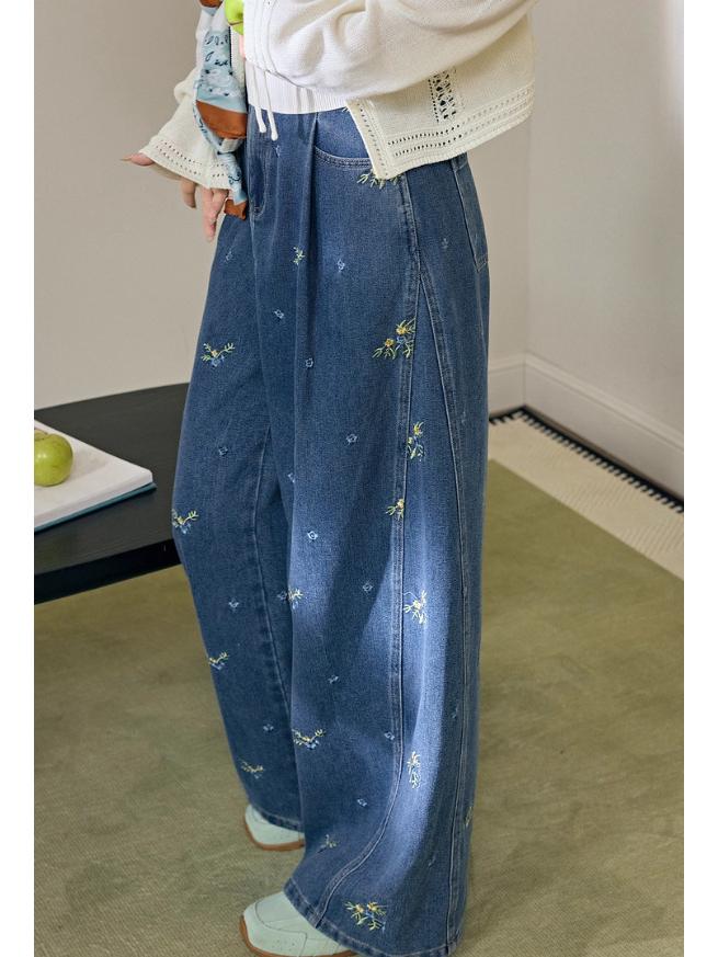

New Autumn 2025 Washed Denim Wide-Leg Pants for Kids & Adults (KSN2507005) Medium синий