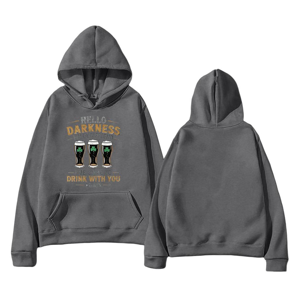 קפוצון קל משקל אופנתי יוניסקס עם שרוולים ארוכים וכיסים, מודפס