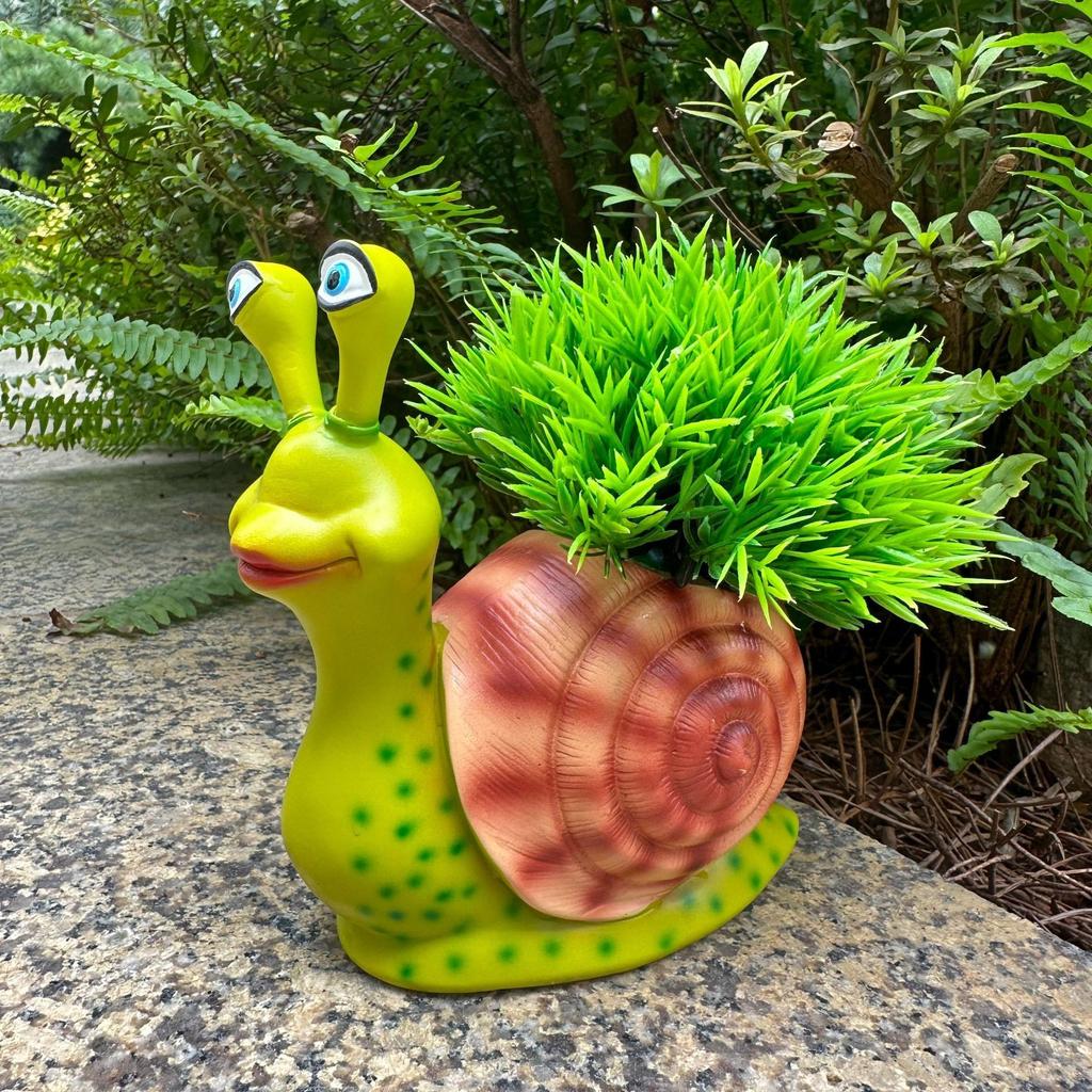 Snail flower pot courtyard garden outdoor green plant creative cartoon home office decoration vase ornament resin