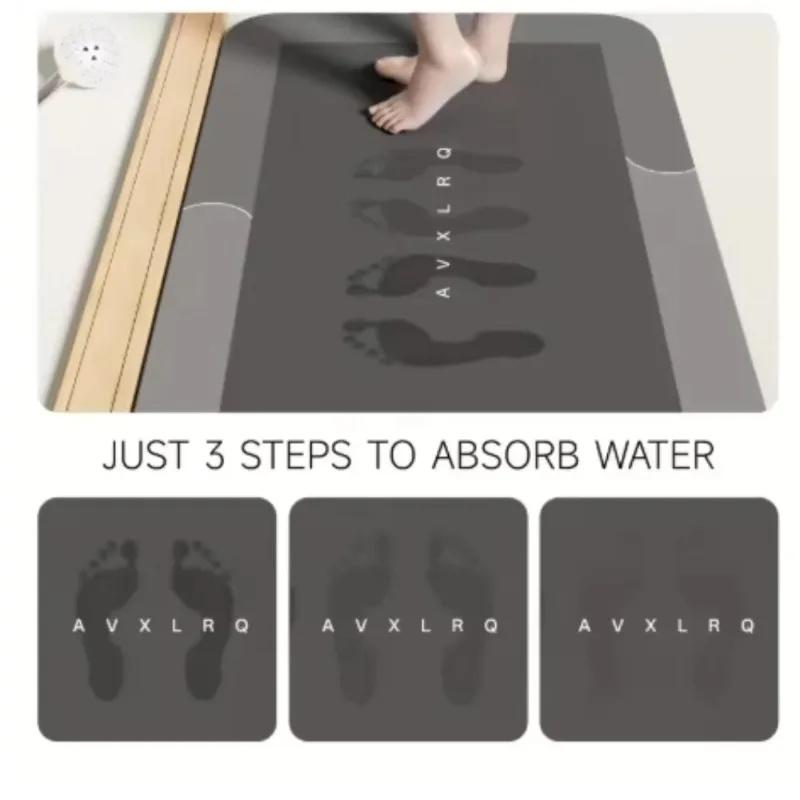 Fast Drying Diatomite Bath Mat Bathroom Foot Mat Bathroom Toilet Absorbent Quick Dry Non Slip Easy Clean Home Decor