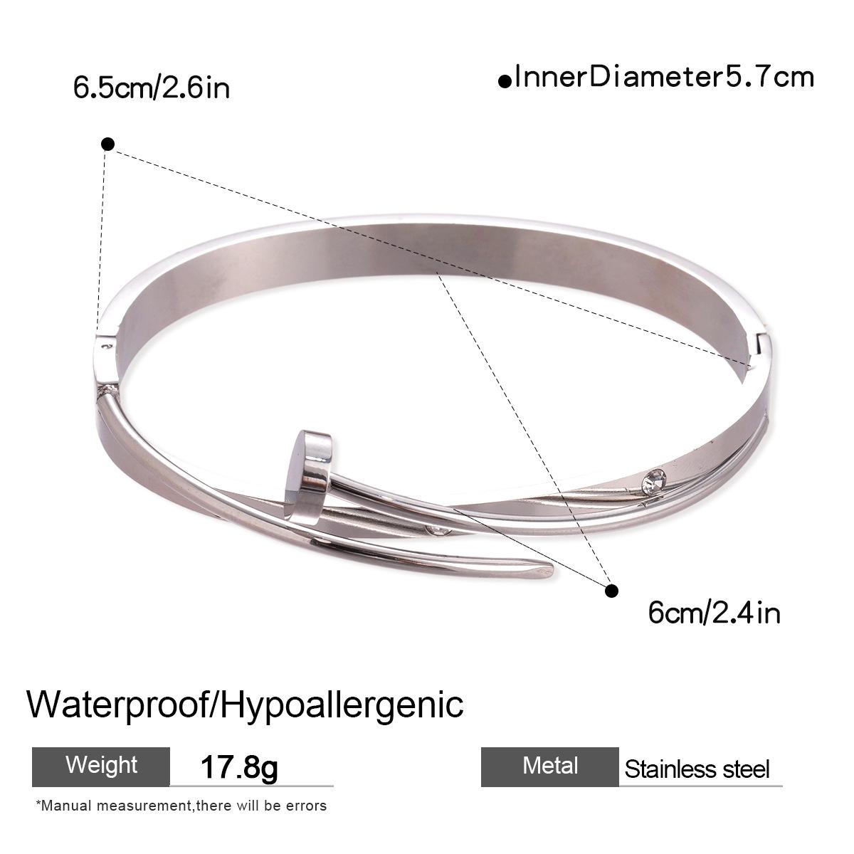 

Элегантный открытый браслет из нержавеющей стали: Простой модный темпераментный браслет для женщин