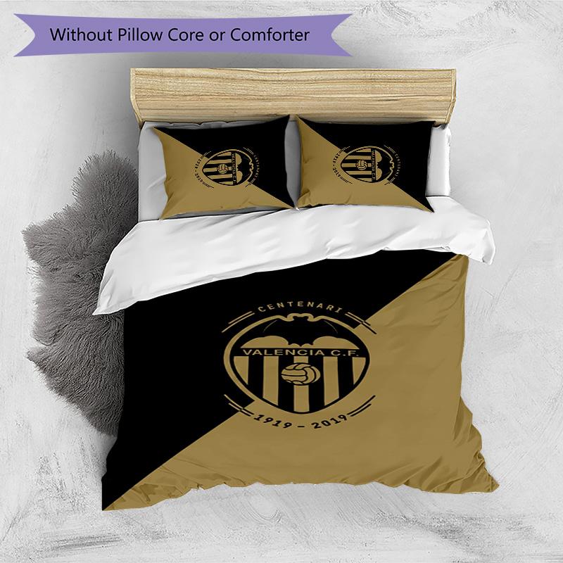 Valencia FC Printed 3PCS Bedding Set Breathable Duvet Cover with Pillowcases Decorative Bed Linen for Bedroom Home