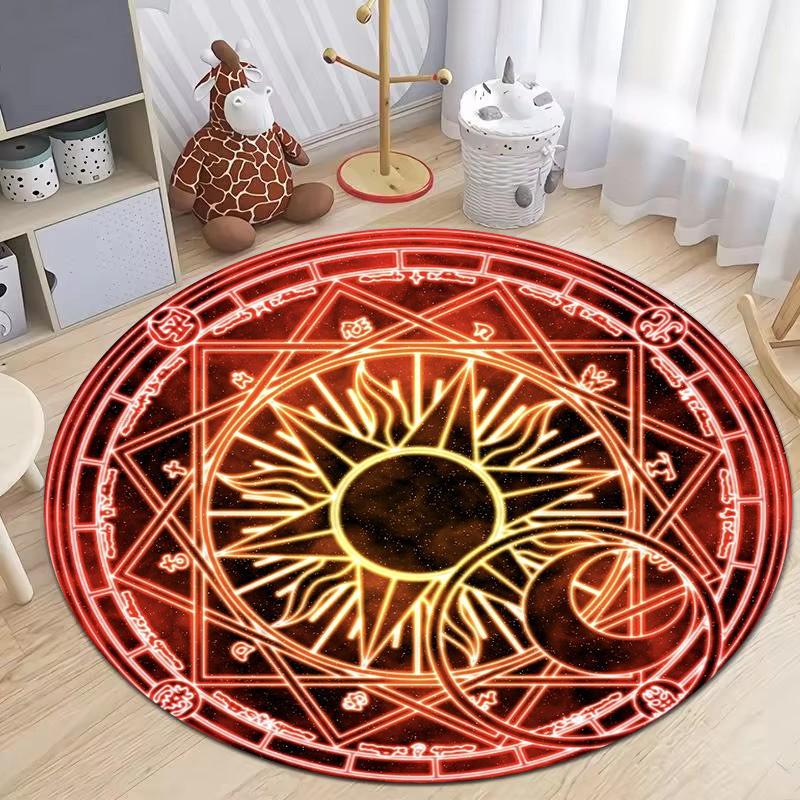 Tarot Fortune Telling The Five Pointed Circle Carpet Moon Round Rug for Living Room Bedroom Fullmetal Alchemist Chair Floor Mat