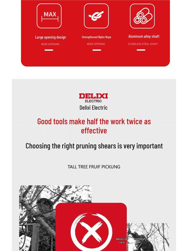 Delixi Telescopic Tree Pruner Shears - High-Altitude Branch Cutter