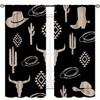Western  Curtains  Retro Bull Skull Southwestern Boho Vintage Geometric   Retro  Native Black Window Treatments For Bedroom Livin