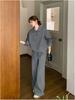 Early Autumn Slimming Two-Piece Set: Polo Collar Hoodie & Sweatpants - Cotton Casual Sport, Loose & Thin Fit