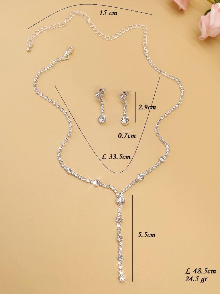 4-teiliges Damenmode-Trend Minimalistisches Wasserzirkon Ohrringe Halskette Armband Zirkon Set Hochzeit Bankett Party Festival Geschenk