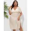 Plus Size Women's Beach Dress Holiday Bikini Cover-up Tassel Splicing Deep V Waist Dresses