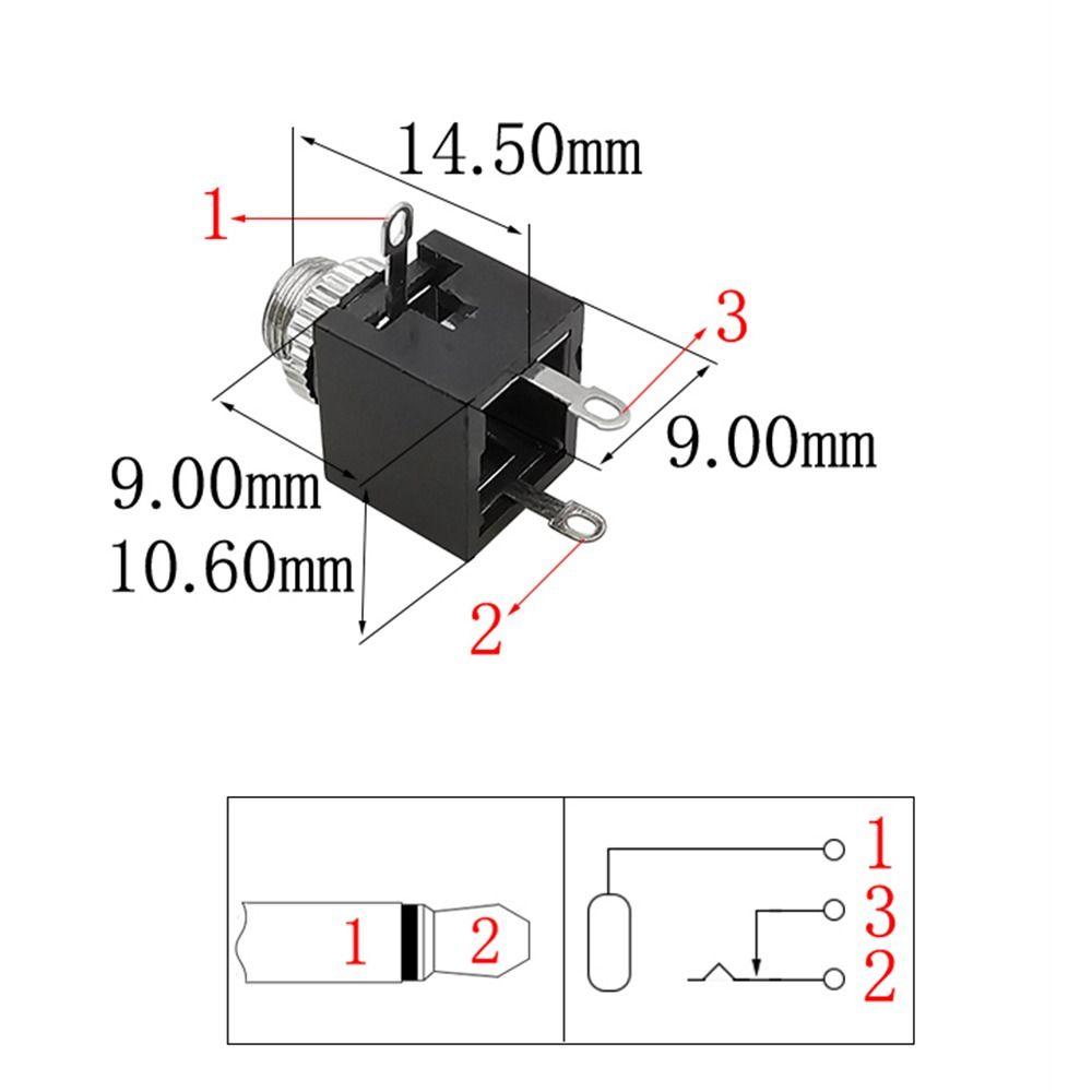 10Pcs Plastic Metal 3.5mm Mono Female Jack 3Pin DIP Headphone Socket  DIY Electronic Project