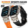 Rubber Strap for Apple Watch Ultra 2 Series 10 9 8 7 Se 6 5 Band Stainless Steel Bracelet for iWatch Ultra 49mm 10 46mm 44 45mm