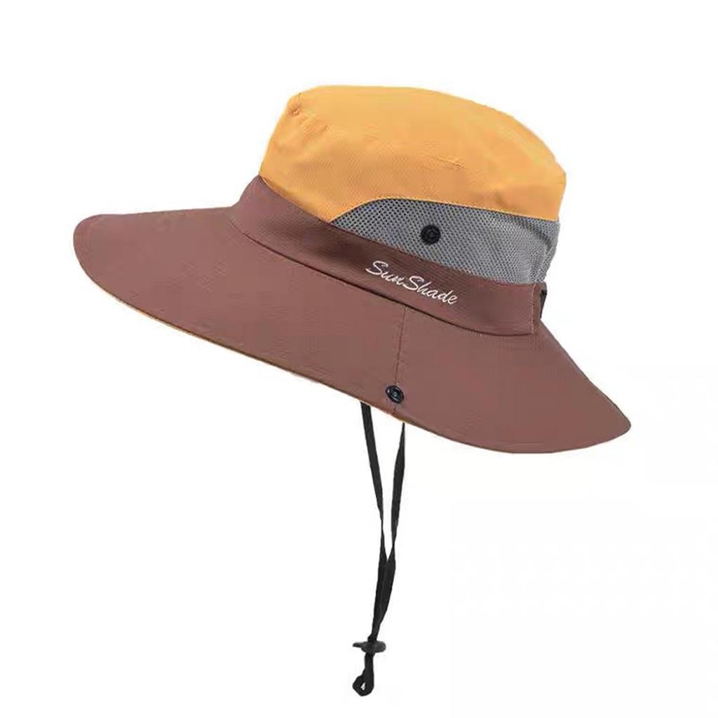 Wide-Brimmed Hiking Hat for Men, Summer Outdoor Western Cowboy Style, Sun Protection, Breathable, Quick-Dry Fishing Bucket Hat for Women