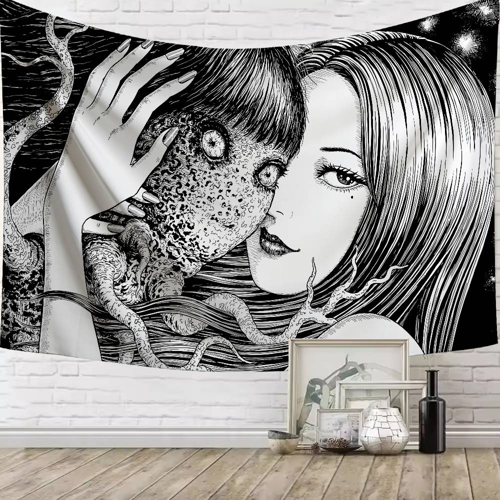 Horror Pretty Girl Anime Tomie Kawakami Tapestry Living Room Bedroom Gamer Room Decoration Large Luxury Tapestry