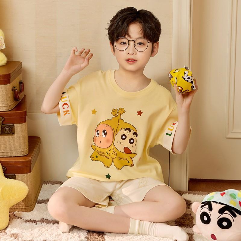 Boys Cotton Short Sleeve Pajamas Set Lightweight Cartoon Sleepwear Kids Ages 8 Home Wear