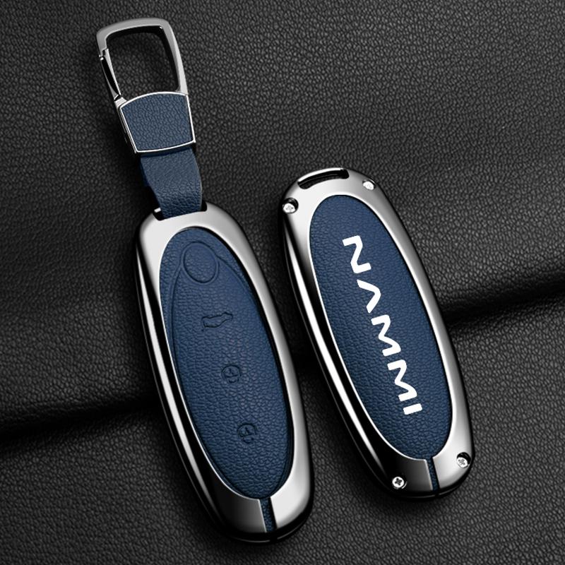 

Car Key Case Cover Shell Fob For Dongfeng Nammi 01New Engery High Level Zinc Alloy Leather Keychain Protective Accessories