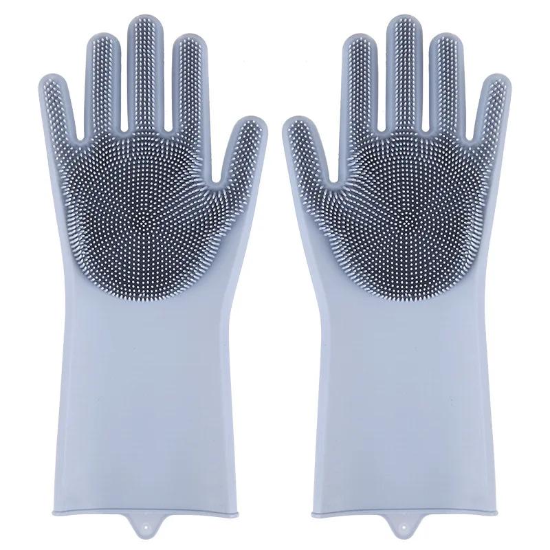 

Перчатки для мытья посуды, волшебные силиконовые резиновые перчатки для мытья посуды для дома, губка, скребок, кухонные инструменты для чистки серый