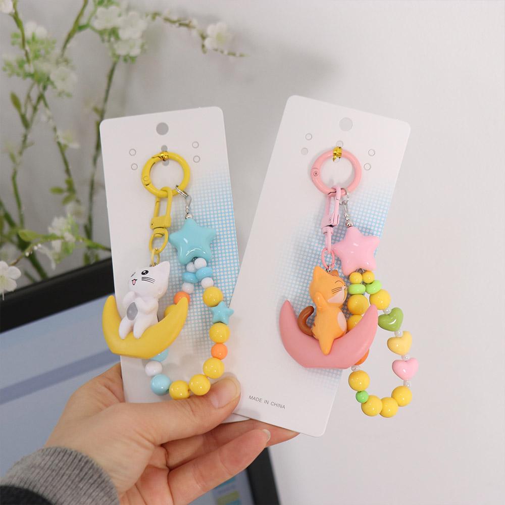 Vit Grå Kattunge Gosedjur Mjuk Päls Fylld Katt Nyckelring Simulerad Katt Docka Husdjursleksaker