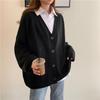 Women's Korean Style Loose Student Versatile Button Knitted Cardigan Top Solid Color Loose V-neck Sweater