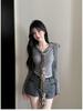 V-neck Leopard Print Tie Patchwork Long-sleeve Top for Women - Autumn Hooded Collarbone Style