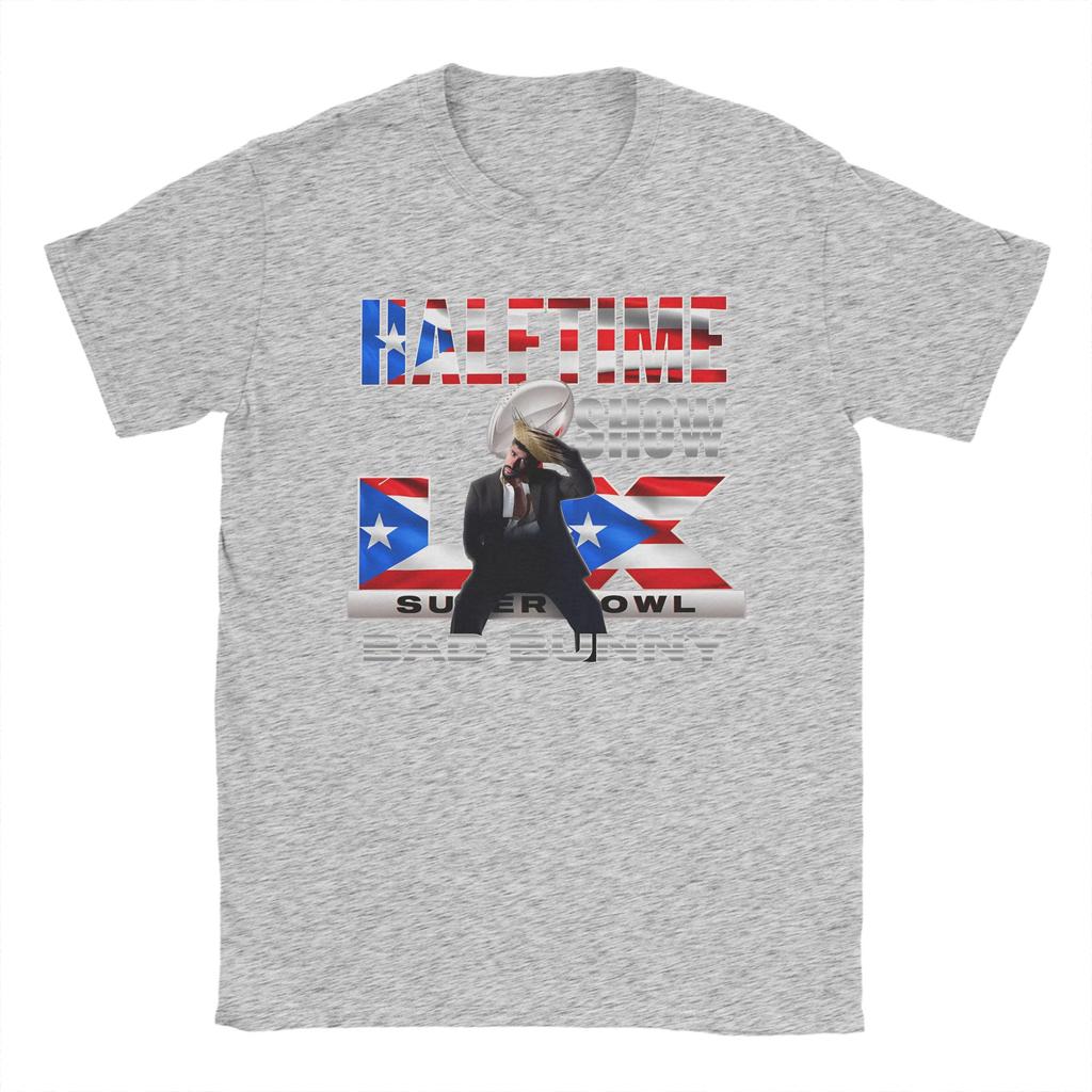 Mens Bad Bunny Puerto Rican Flag Benito Bowl  T Shirts  Pure Cotton Tops Fashion Short Sleeve Round Neck Tees Graphic TShirt