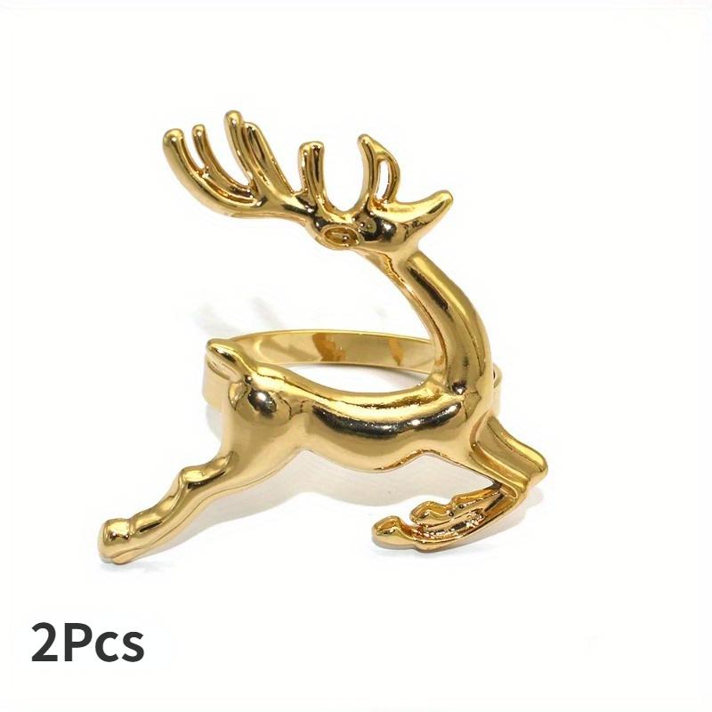 

2 шт. Кольца для салфеток в виде лося, украшение для обеденного стола, держатели для салфеток, пряжки для салфеток на свадьбу, День благодарения, Пасху, Рождество, декор 2Pcs золотистый