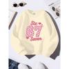 Unisex Kids Pink Crewneck Sweatshirt For 4-12 Girls Pink Checkered Number 67 Six Seven Heart Glitter Print Soft Fleece Long Sleeve Pullover