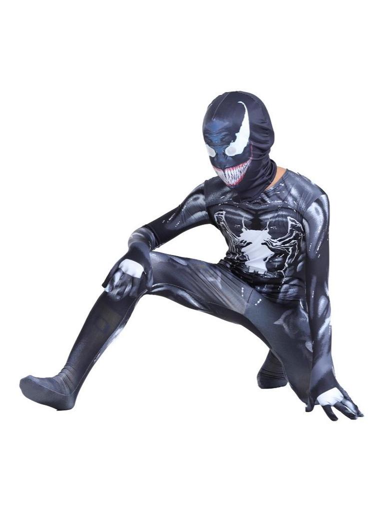 Venom Superhero Bodysuit Halloween Costume: Spiderman & Black Panther Cosplay Jumpsuit