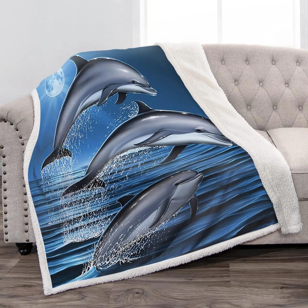 Dolphin Throw Blanket, Soft  for Girl Kid Teens Adults, Fleece Cute   Warm Cozy   Bed Crib or Couch