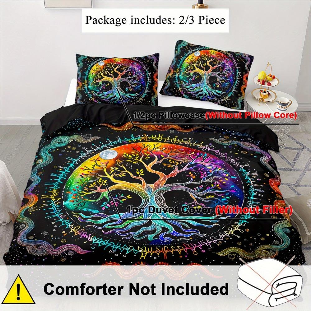 3pcs Colorful Bedding Set Celtic Tree of Life 3D Printed Cozy Soft Duvet Cover King Queen Twin Size Birthday Gift Bedroom Decor