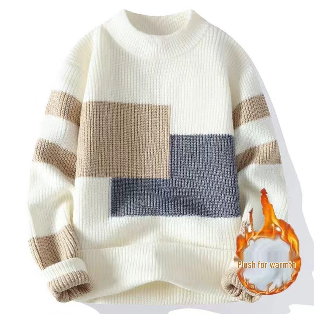 Men's Korean Style Slim-Fit Long-Sleeve Round Neck Sweater - Trendy Autumn/Winter Knitwear for Teenage Students