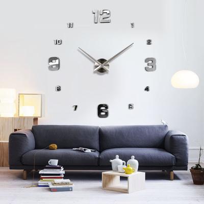 Stylish Modern Mute DIY Frameless Large Wall Clock 3D Mirror Sticker Metal Big Watches Home Office Decorations