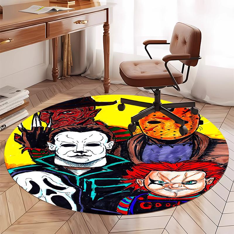 Halloween horror Printed Round Rug Carpet Chair Rug Area Rug Entryway Doormats,for Office Chair Living Room Bedroom Kitchen Room.