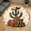 1PC Cactus Cowboy Office Round Area Rug, Under Office Chairs Bedroom Living Room Home Decor,Carpet for Office, -1110214
