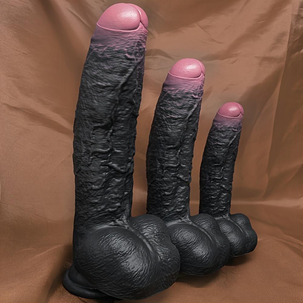 Extra Large Soft Liquid Silicone Dildo, Brown Realistic Design with Red Glans, 3 Sizes Available, Up To 31cm, Flexible Skin-Like Adult Toy