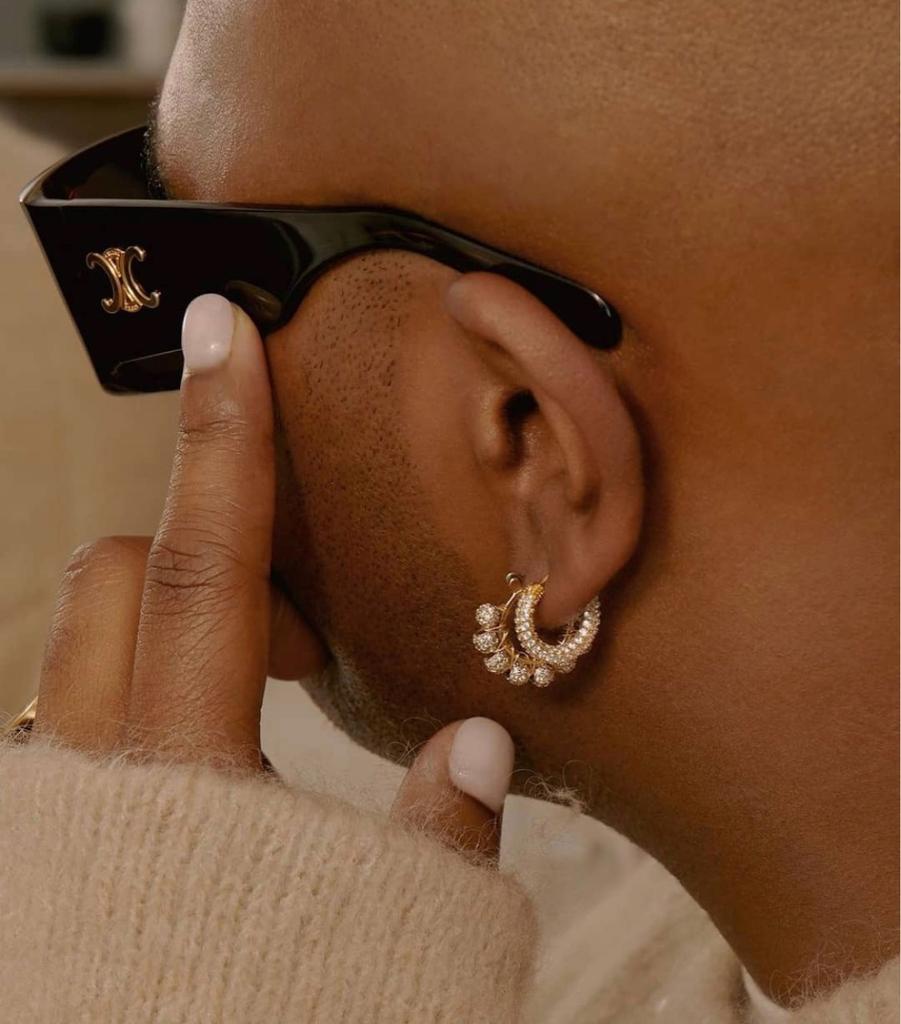 Tide Personality Collection Circle Flash Diamond Earrings Micro-inlaid Zircon Titanium Steel 18k Gold Plated Circle Earrings Women