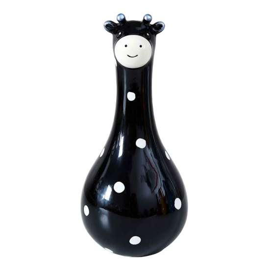 Multifunctional Resin Art Cute Polka Dot Giraffe Vase, Hand-painted Flower Creative Big-mouthed Animal Shaped Floral Container Holder for Home Living
