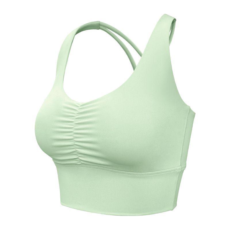 

Export New Yoga Vest Women s Summer New Arrival High-Strength Fixed Cup Wrinkle-Closing Cross Beauty Back Shock-Absorbing Sports Vest Ye Guiyue Green Bra L