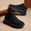 Fashion Black Men Casual Sneakers Mesh Breathable Shoes Lace Up Male Running Sport Trainers Shoes Lightweight Vulcanize Shoes Size 47