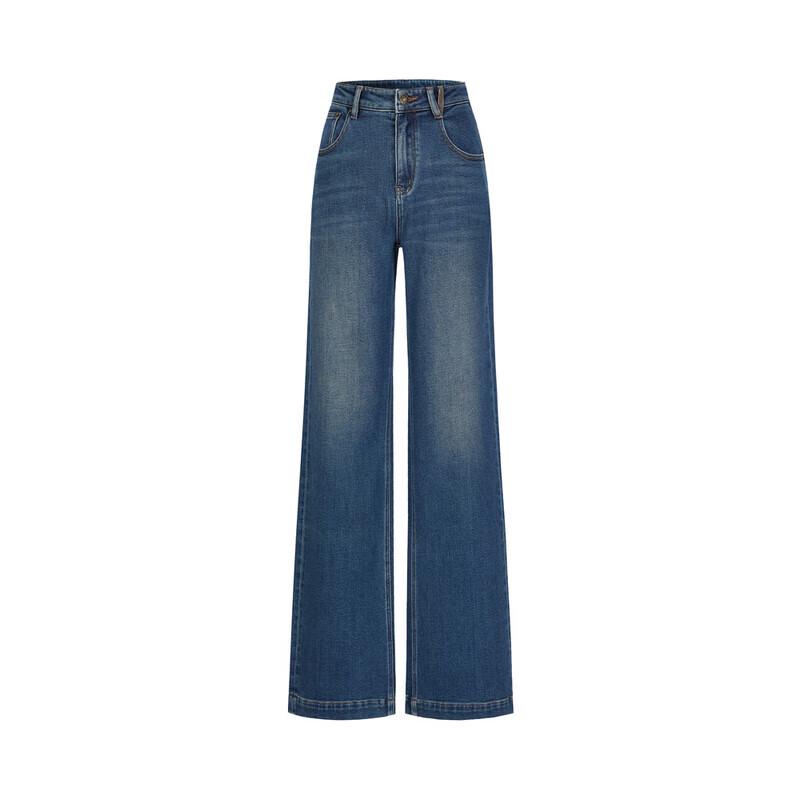 Jiu Zi·Anna Kou Women's Washed Denim Wide-Leg Jeans