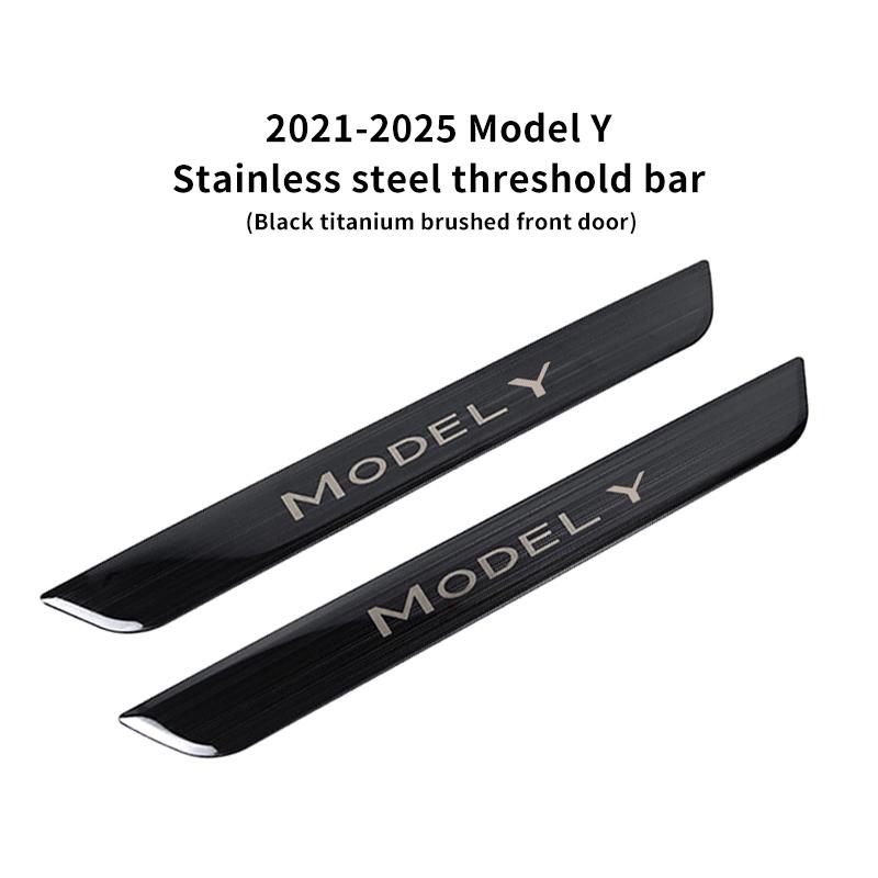 Black Stainless Steel Threshold Protector Strips for Tesla 2025 Highland Model Y Front & Rear Door Welcome Pedal, Anti-Scratch