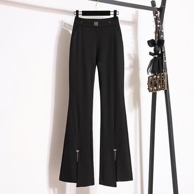 Large Size Women's Clothing  New Straight High Waist Micro Flared Pants Slim Wide Leg Pants  Women