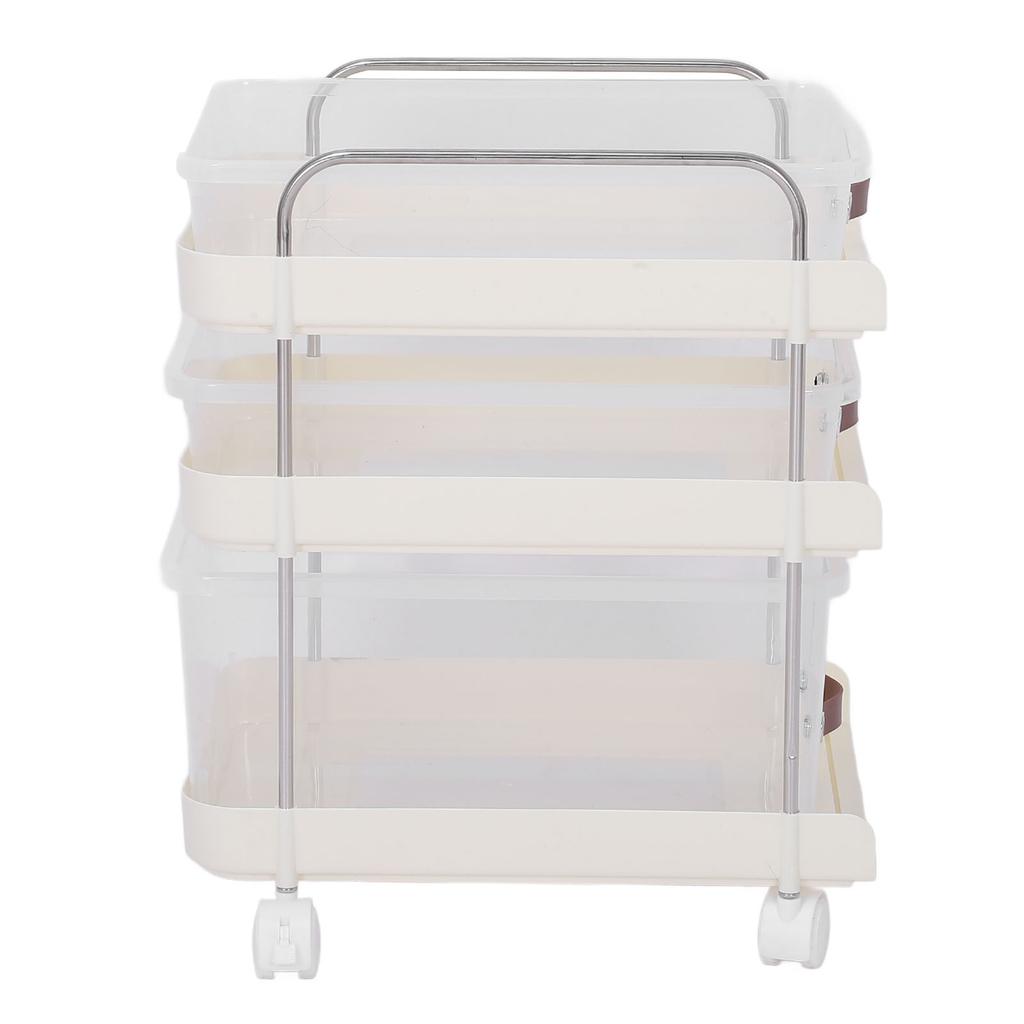 Rolling Utility Cart with Drawers PP Clear Mobile Utility Storage Cart with Lockable Wheels for