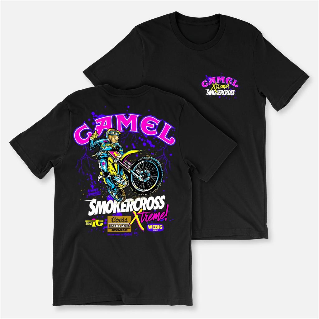 Retro Car Camel Cigarettes T-Shirt Vintage Cotton Tops Tees Short Sleeve Casual Streetwear Oversized Women Clothing Harajuku