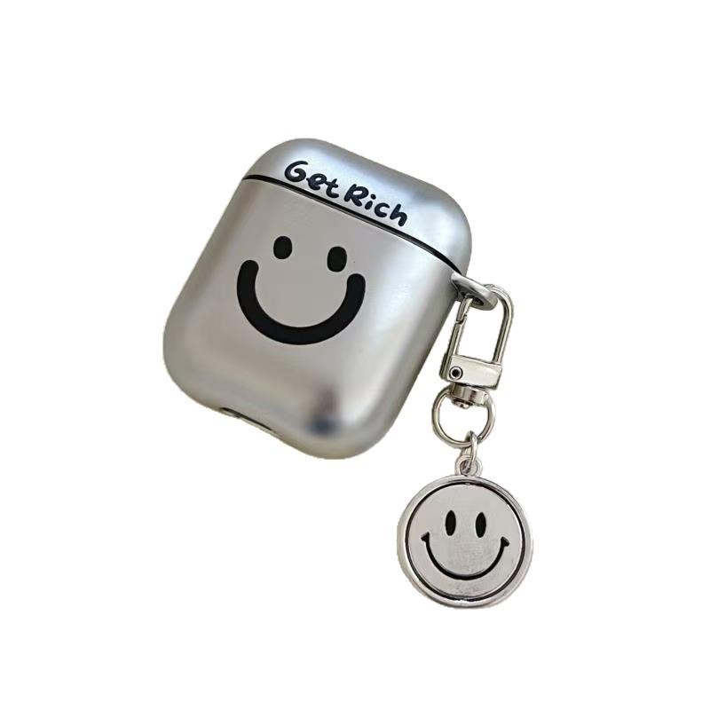 Silver plated smiley face AirPods 1 earphone cover pro second generation airpodspro1 protective cover anti-drop 1st generation